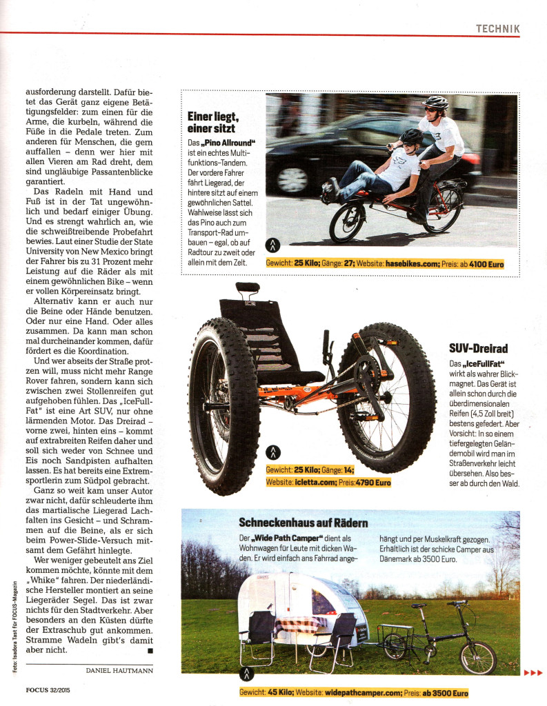 Abgefahrene Räder sind im Trend: Focus 32/2015
