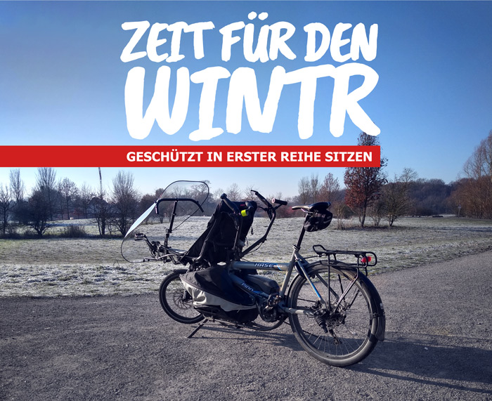 Das Hase Pino Liegerad mit Wetterschutz Fronverkleidung TerraCycle WINTR.